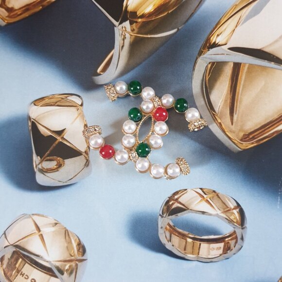 Metal Gold Faux Pearls Multi Color Beads Brooch Pin Fashion Women Jewelry Gift - Picture 3 of 6